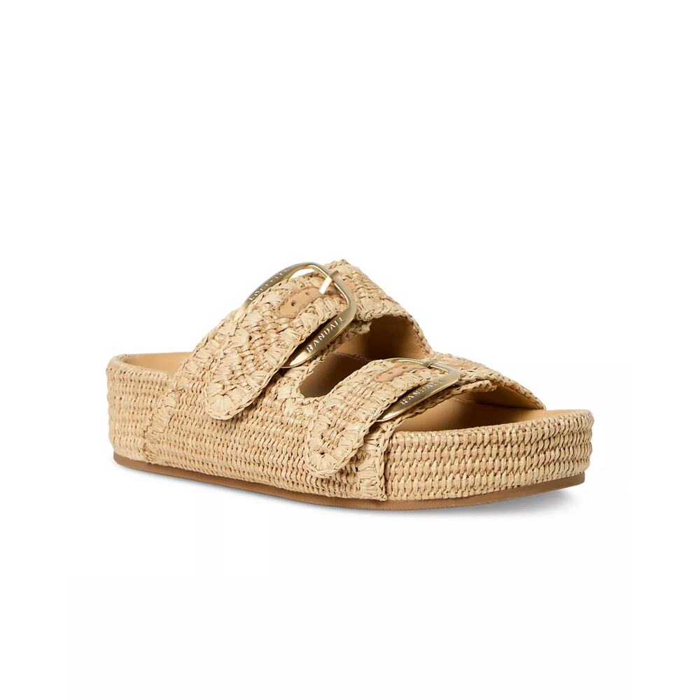 NIB Loeffler Randall Theo Raffia Platform Sandals Natural Size 7 EU 37.5